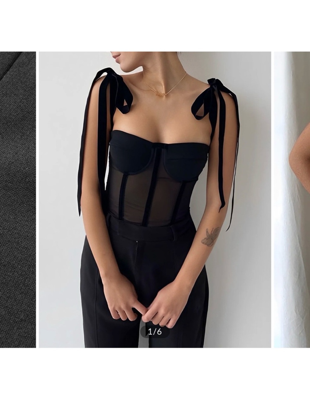 Commense Black Strap Tie Bustier Top